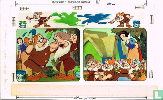 Walt Disney - Snowwhite and the 7 Dwarfs - origineel  - Painting the Cottage
