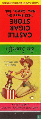Pin up 40 ies putting on the dog - Image 1