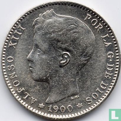 Espagne 1 peseta 1900 - Image 1