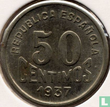 Asturias and León 50 centimos 1937 - Image 1