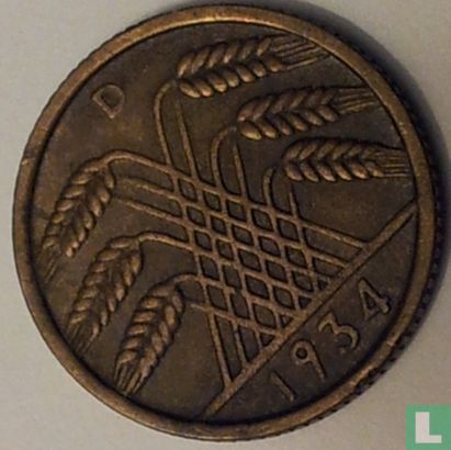 Duitse Rijk 10 reichspfennig 1934 (D) - Afbeelding 1