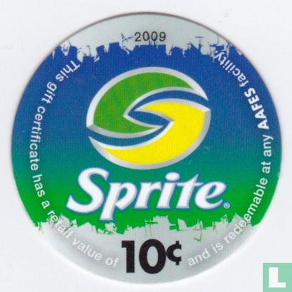 AAFES 10c 2009 Military Picture Pog Gift Certificate 13M101 "Sprite" - Afbeelding 1