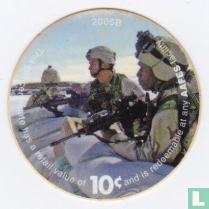 AAFES 10c 2005B Military Picture Pog Gift Certificate 7F101 - Afbeelding 1