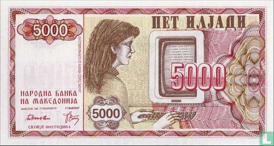 Macedonia 5,000 Denari 1992 - Image 1