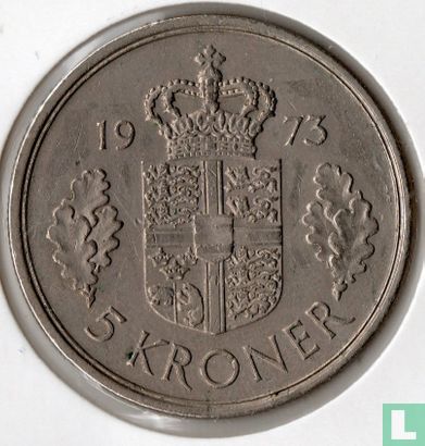 Denemarken 5 kroner 1973 (brede rand) - Afbeelding 1