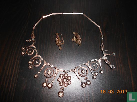 +200 Jaar oud goud en diamanten halsketting - Image 2