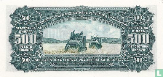 Yugoslavia 500 Dinara 1963 - Image 2