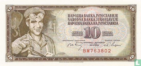 Jugoslawien 10 Dinara 1968 (P82b) - Bild 1