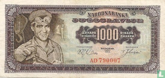 Yougoslavie 1.000 Dinara 1963 - Image 1
