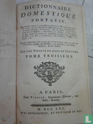 Dictionnaire Domestique Portatif -3 - Image 1