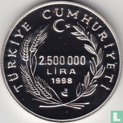 Turkije 2.500 000 lira 1998 (PROOF - type 2) "2000 Summer Olympics in Sydney" - Afbeelding 1