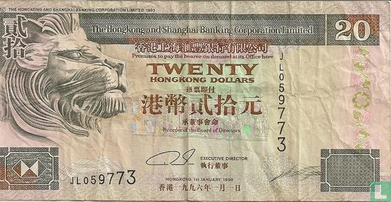 Hong Kong 20 Dollar 1996 - Bild 1