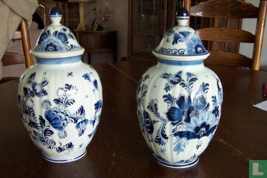 Delftsblauwe vaas met deksel - Afbeelding 1