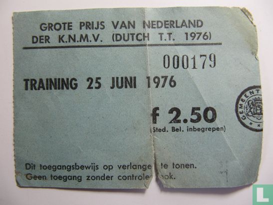 Toegangskaart Dutch TT Assen 1976 training vrijdag