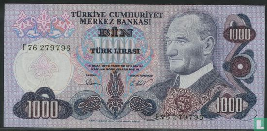 Turkije 1.000 Lira ND (1981/L1970) - Afbeelding 1