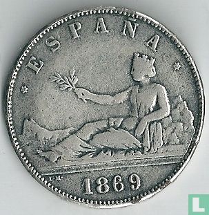 Espagne 5 pesetas 1869 - Image 1