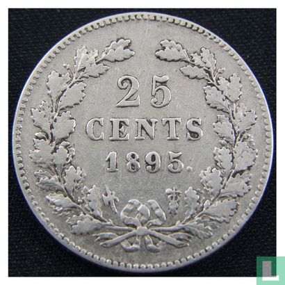 Nederland 25 cents 1895 (type 2) - Afbeelding 1