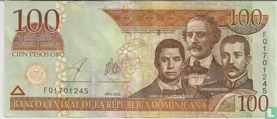 Dominikanische Republik 100 Pesos Oro 2003 - Bild 1
