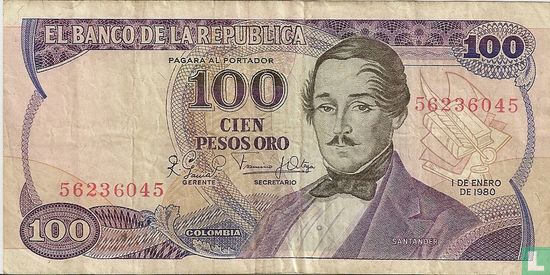 Kolumbien 100 Pesos Oro 1980 - Bild 1