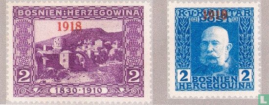 Briefmarken von 1910-1912, mit Aufdruck