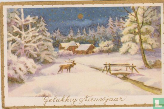 Gelukkig Nieuwjaar - Hert in winternacht - Image 1