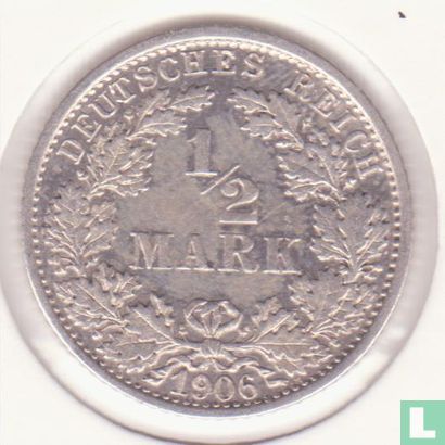 Empire allemand ½ mark 1906 (F) - Image 1