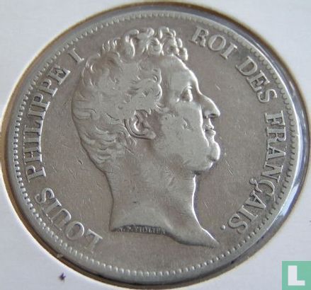 France 5 francs 1831 (Texte incus - Tête nue - T) - Image 2