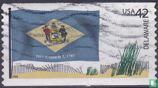 Delaware Flag and Beach