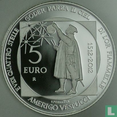 San Marino 5 euro 2012 (PROOF) "500th anniversary of the Death of Amerigo Vespucci" - Image 1