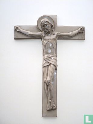 Glazed earthenware Crucifix wall image of Jesus - Image 1