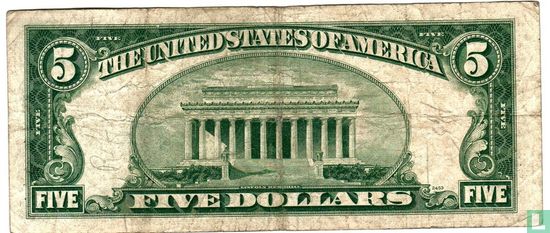 Verenigde Staten 5 dollar 1953 silver certificate (blue seal) - Afbeelding 2