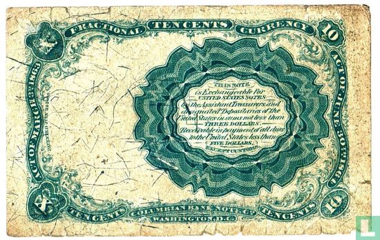 10 cents 1863 d'États Unis (red seal) - Image 2
