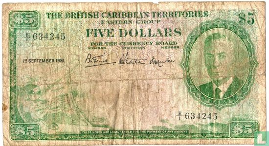 Territoires britanniques des Caraïbes $ 5 1951 - Image 1