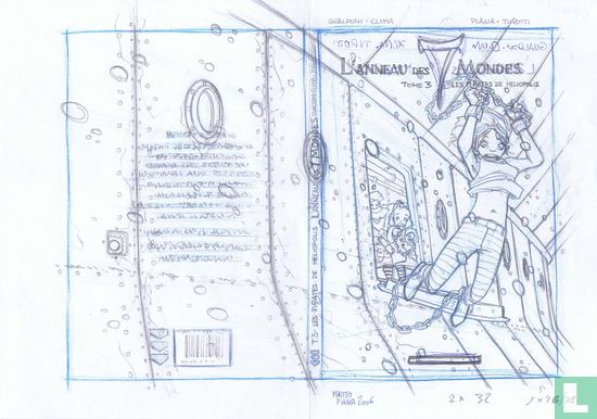 Matteo Piana - proefcover L'anneau des 7 Mondes - originele tekening in potlood - Afbeelding 1