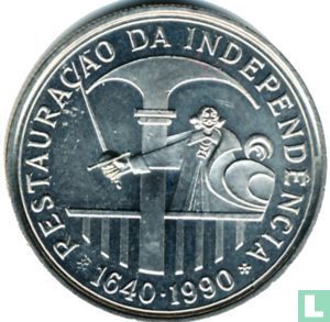 Portugal 100 escudos 1990 (koper-nikkel) "350 years Restoration of Portuguese independence" - Afbeelding 1