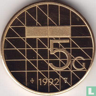 Nederland 5 gulden 1992 (PROOF) - Afbeelding 1