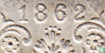 Inde britannique 1 rupee 1862 (II/A 0/4-points de fleur) - Image 3