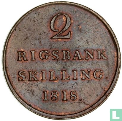 Denemarken 2 rigsbankskilling 1818 - Afbeelding 1