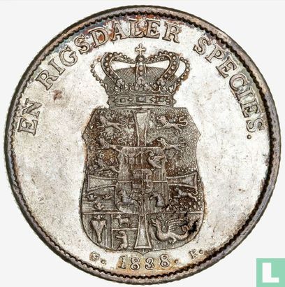 Denemarken 1 speciedaler 1838 (IC/FF) - Afbeelding 1