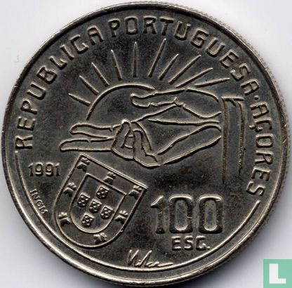 Azores 100 escudos 1991 (copper-nickel) "100th anniversary Death of the poet Antero de Quental" - Image 1