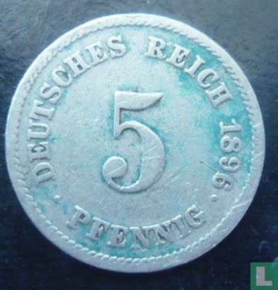 Duitse Rijk 5 pfennig 1896 (J) - Afbeelding 1