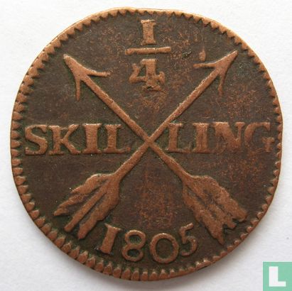 Suède ¼ skilling 1805 - Image 1
