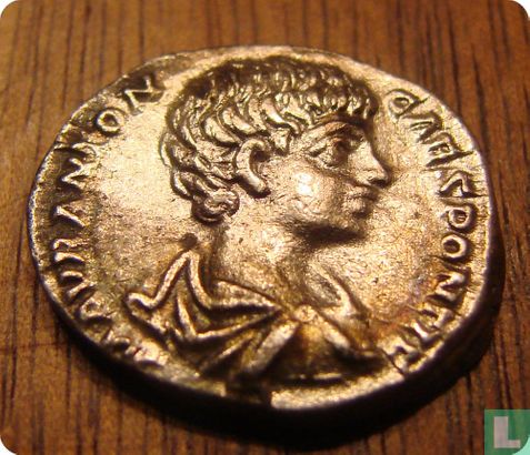 L'Empire romain, AR denier, 195-211 AD, Caracalla comme César sous Septimius Severus, Rome, 198 AD - Image 1