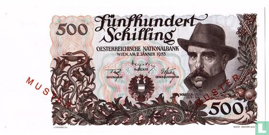 Austria 500 Schilling 1953 (Specimen) - Image 1