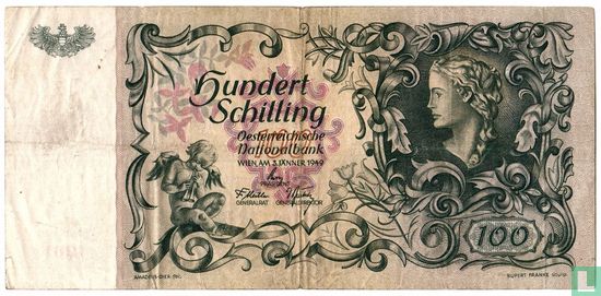 Austria 100 Schilling 1949 - Image 1