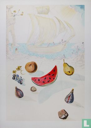 Litho - Ship and fruits - 1956 - gelimiteerd en genummerd 