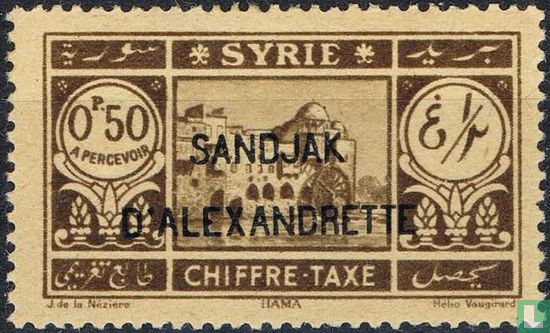 Opdruk op portzegels Syrie
