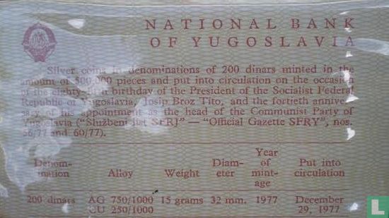 Jugoslawien 200 Dinara 1977 (PROOF) "Tito's 85th Birthday" - Bild 3