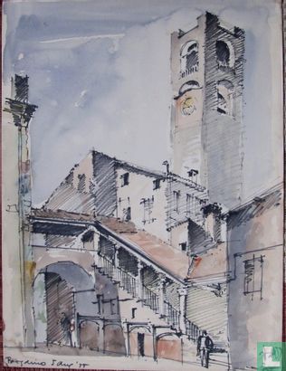 Original signé aquarelle-Bergamo JvdW - Image 1
