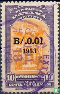 Postage stamp with overprint